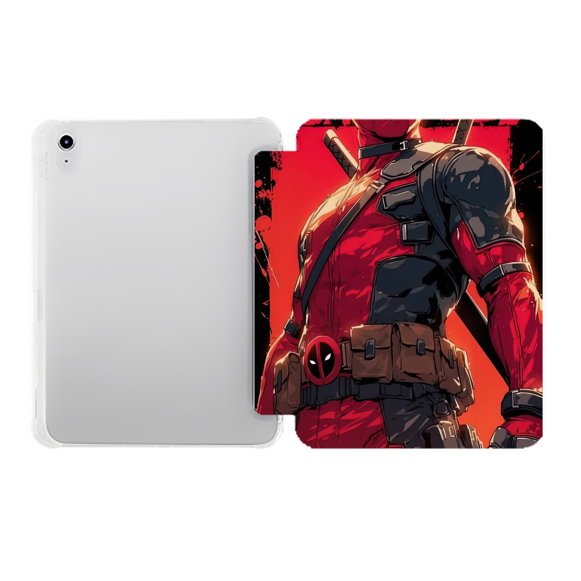 （画像用） Deadpool デッドプール IPad ケース ペン収納付き 三つ折りスタンド PUレザー×シリコン 対応機種9.5/10.5/10.9インチ